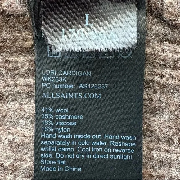 ALLSAINTS Lori Blanket Cardigan Oversized Wool Cashmere Asymmetrical Drape M/L - Picture 7 of 10